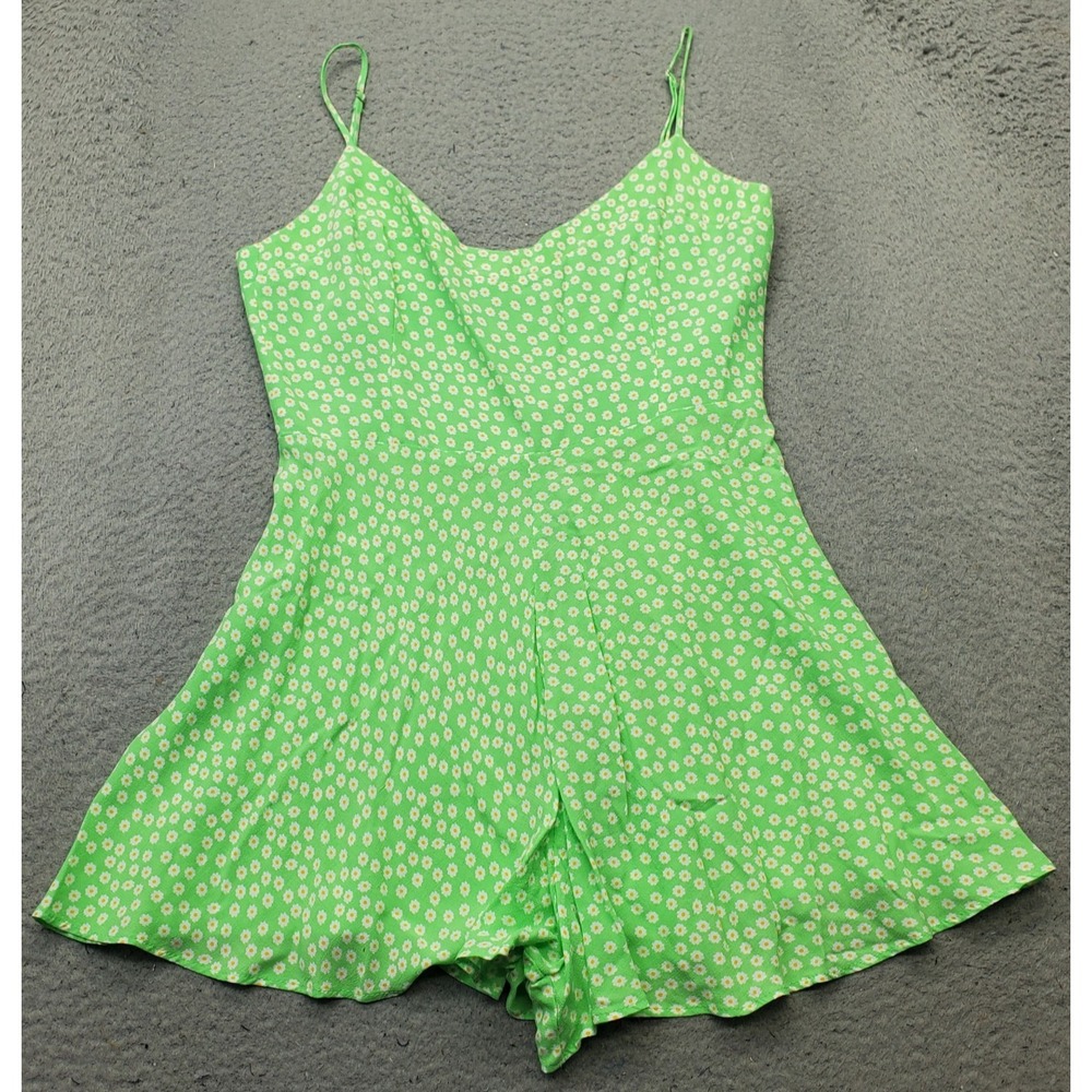 Zara Romper Womens Medium Multi Daisy Floral Print Adjustable Straps Back Zip
